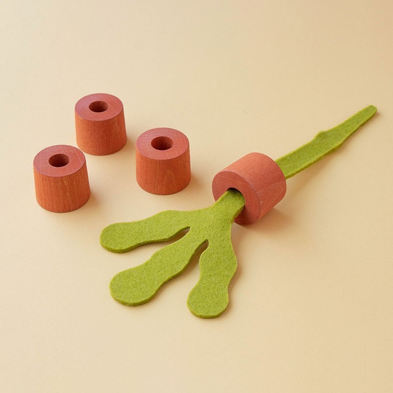 wooden vegetable threading toy